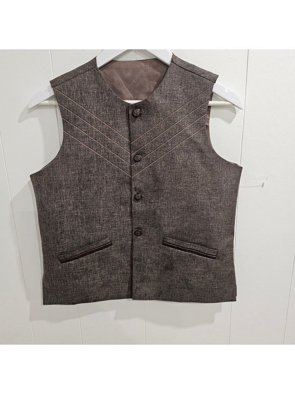 Sahab Brown Chevron Stitch Formal Waistcoat Vest NWOT